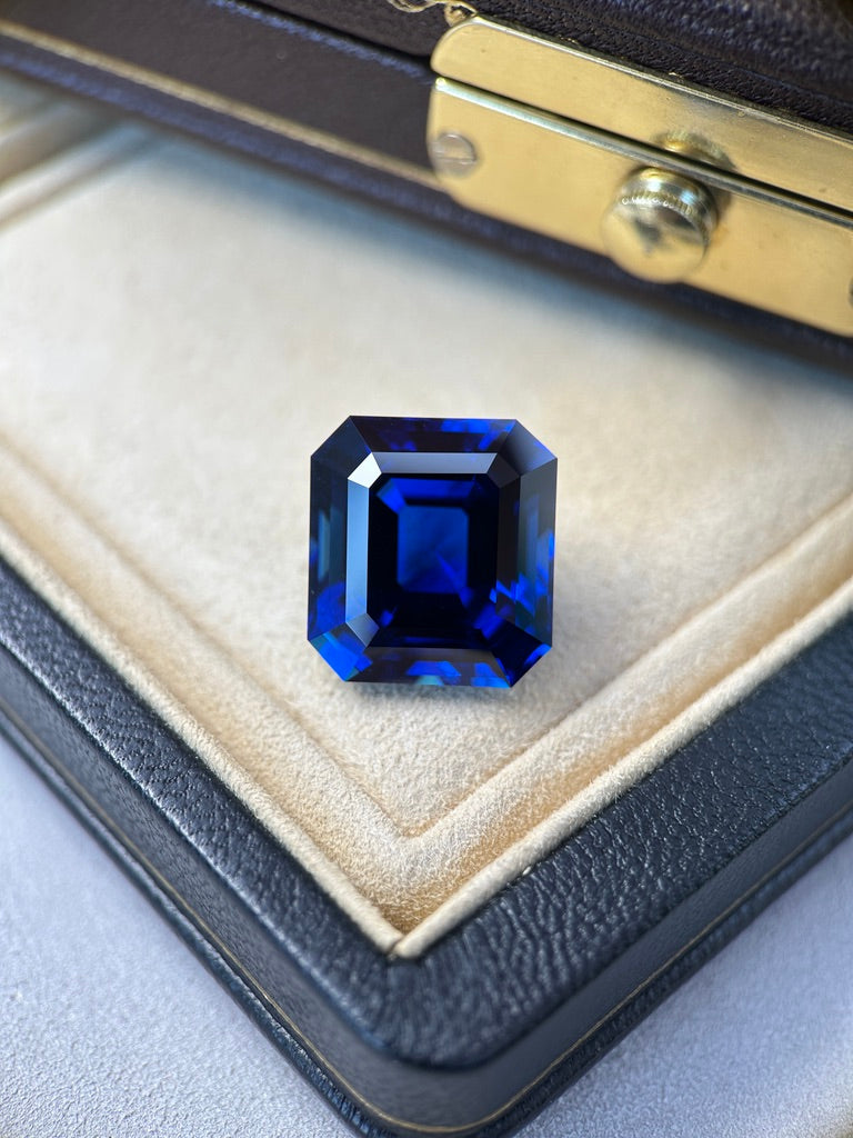 Royal Blue Emerald Cut Lab-Grown Sapphire