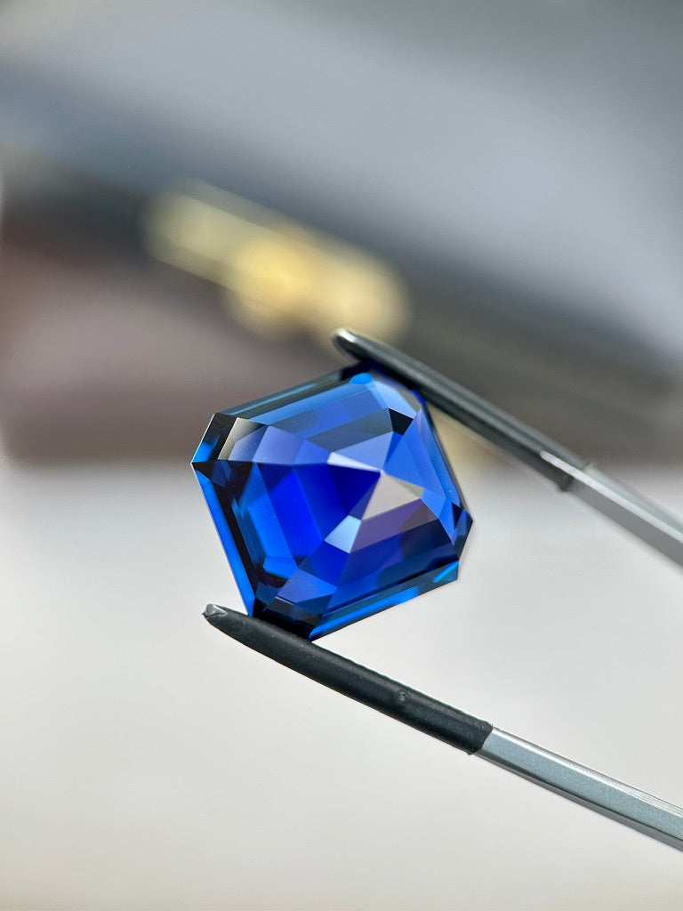 Royal Blue Emerald Cut Lab-Grown Sapphire