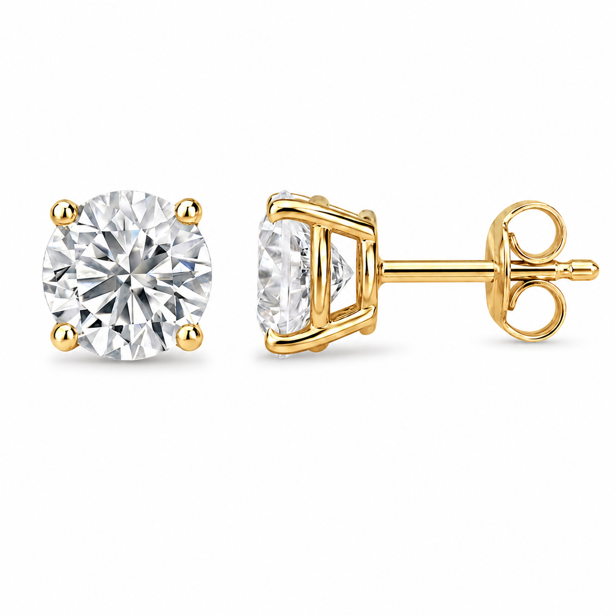 Classic 3-Prong Round Lab-Grown Diamond Stud Earrings