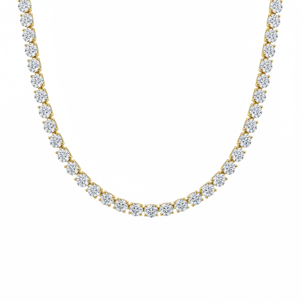 18 in. 7 CTW Lab-Grown Diamond Tennis Necklace in 14K White Gold – 4-Prong