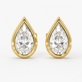 Pear Bezel Lab-Grown Diamond Stud Earrings in 14K Yellow Gold